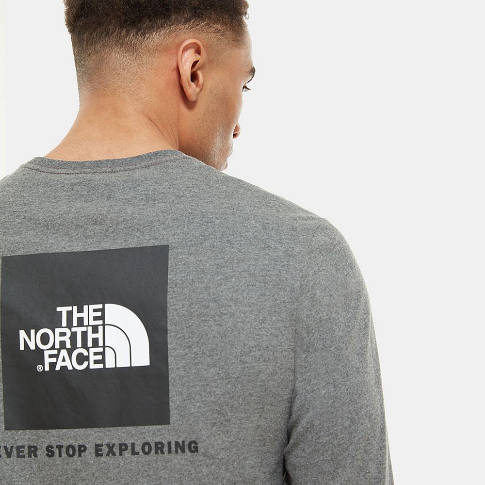 The North Face Long Sleeve Mens Australia - The North Face Red Box Long-Sleeve Grey Never Stop Explo